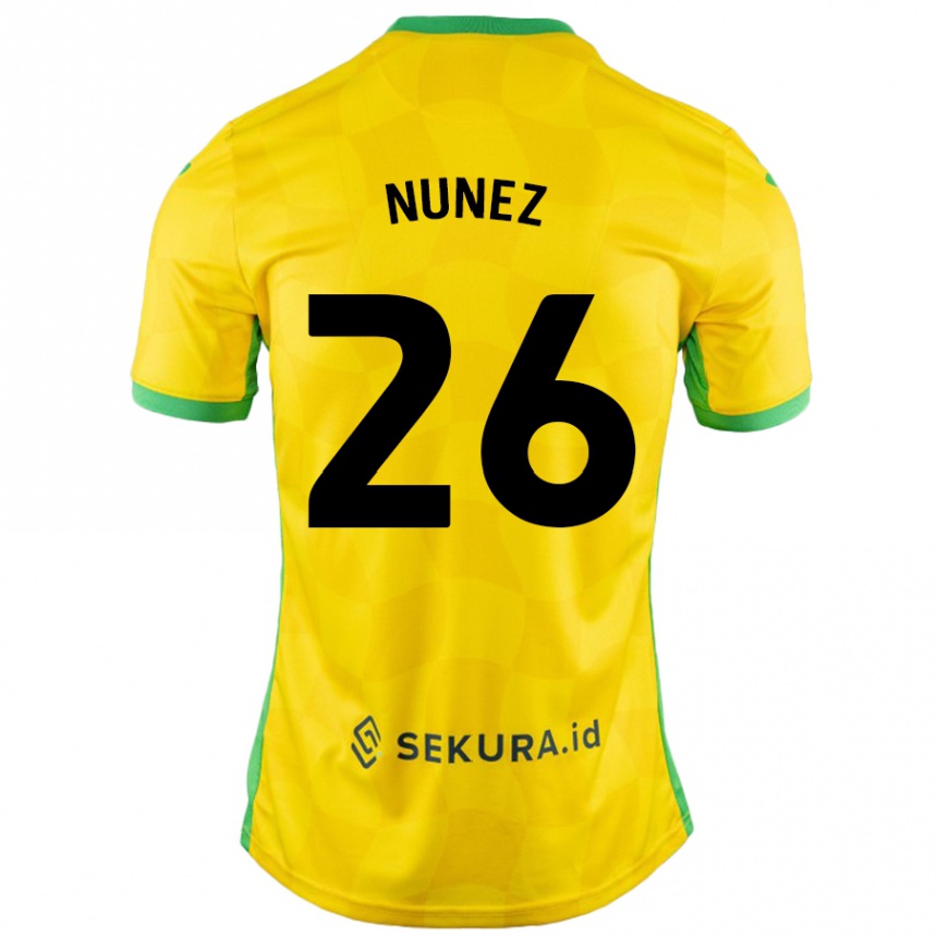 Kids Football Marcelino Núñez #26 Yellow Green Home Jersey 2024/25 T-Shirt