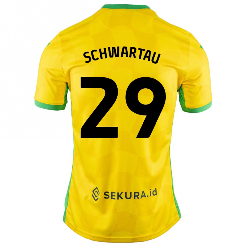 Kids Football Oscar Schwartau #29 Yellow Green Home Jersey 2024/25 T-Shirt