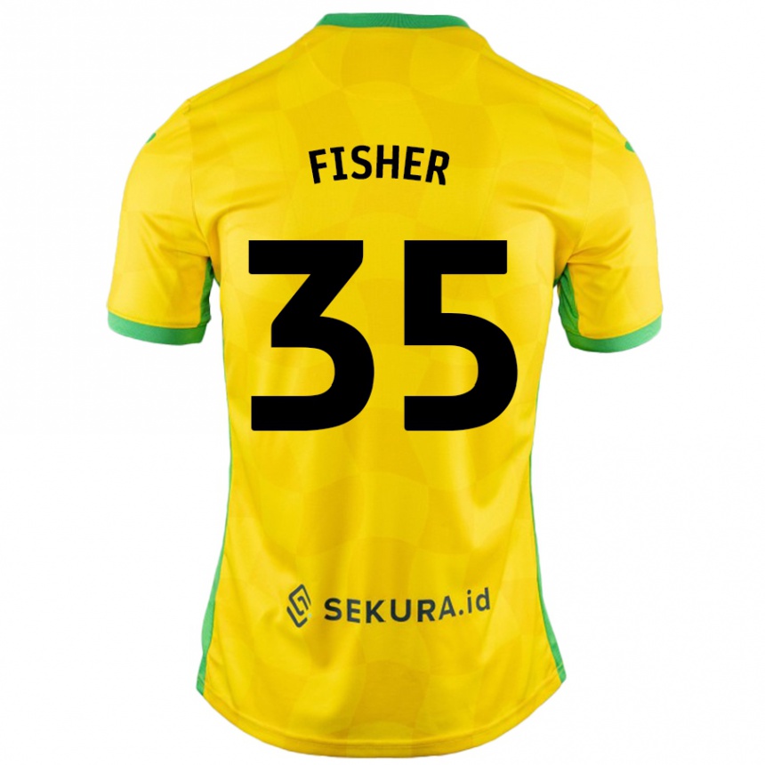 Kids Football Kellen Fisher #35 Yellow Green Home Jersey 2024/25 T-Shirt