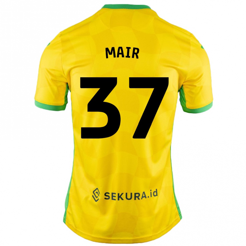 Kids Football Archie Mair #37 Yellow Green Home Jersey 2024/25 T-Shirt