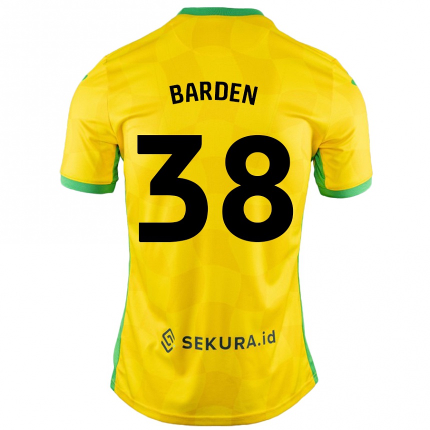 Kids Football Daniel Barden #38 Yellow Green Home Jersey 2024/25 T-Shirt