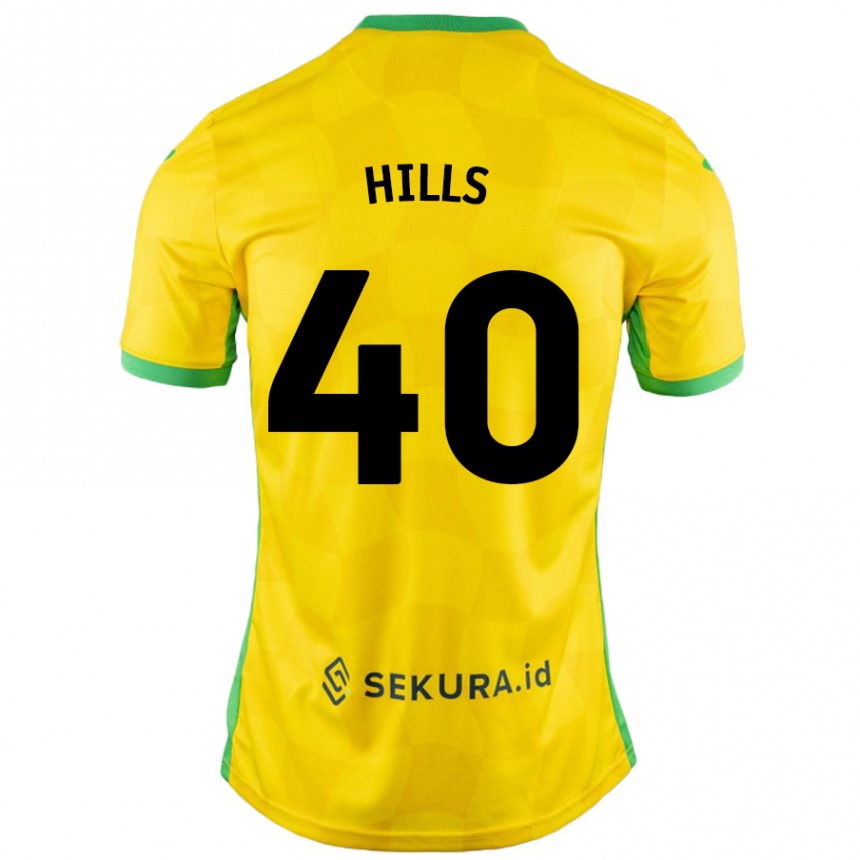 Kids Football Brad Hills #40 Yellow Green Home Jersey 2024/25 T-Shirt