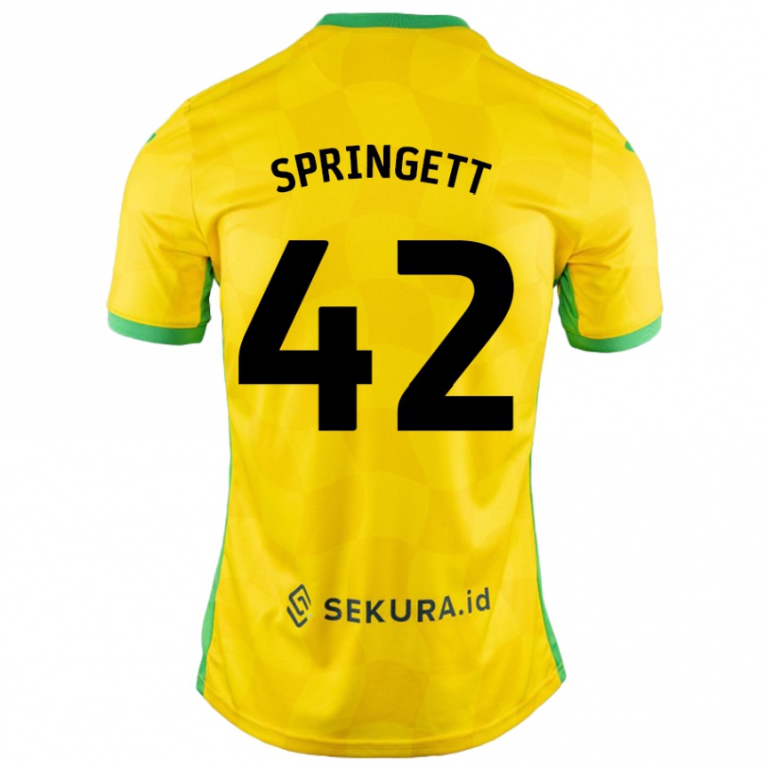 Kids Football Tony Springett #42 Yellow Green Home Jersey 2024/25 T-Shirt