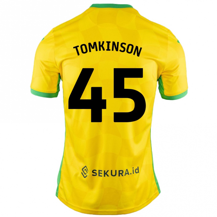 Kids Football Jonathan Tomkinson #45 Yellow Green Home Jersey 2024/25 T-Shirt