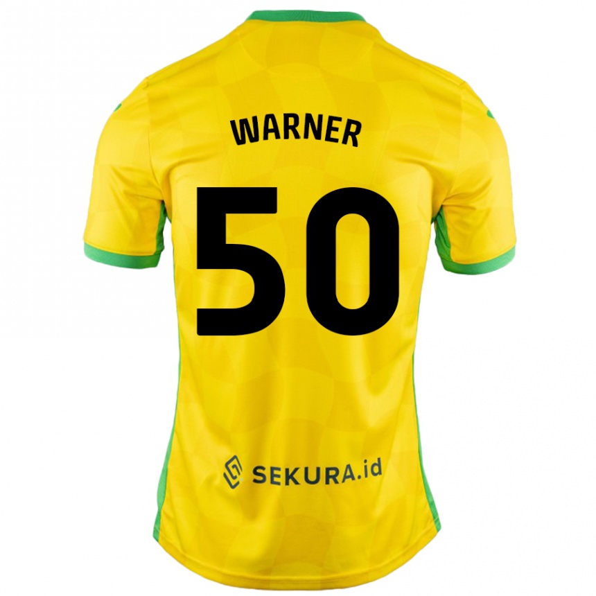 Kids Football Jaden Warner #50 Yellow Green Home Jersey 2024/25 T-Shirt