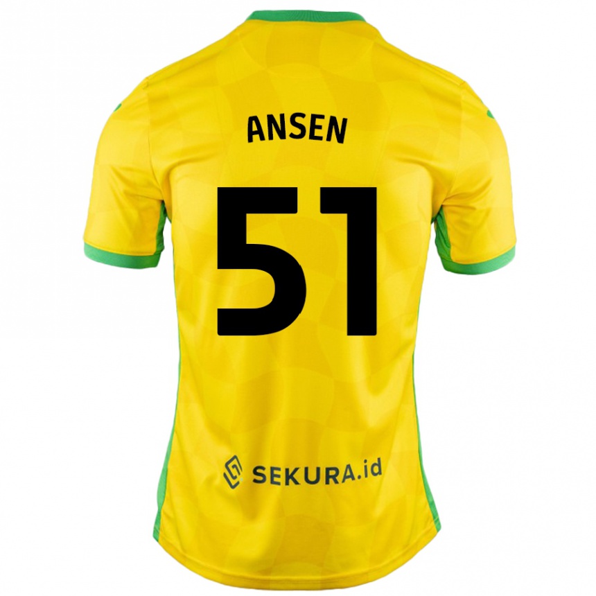 Kids Football Caleb Ansen #51 Yellow Green Home Jersey 2024/25 T-Shirt