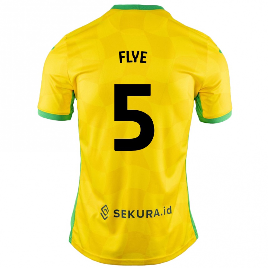 Kids Football Ceri Flye #5 Yellow Green Home Jersey 2024/25 T-Shirt