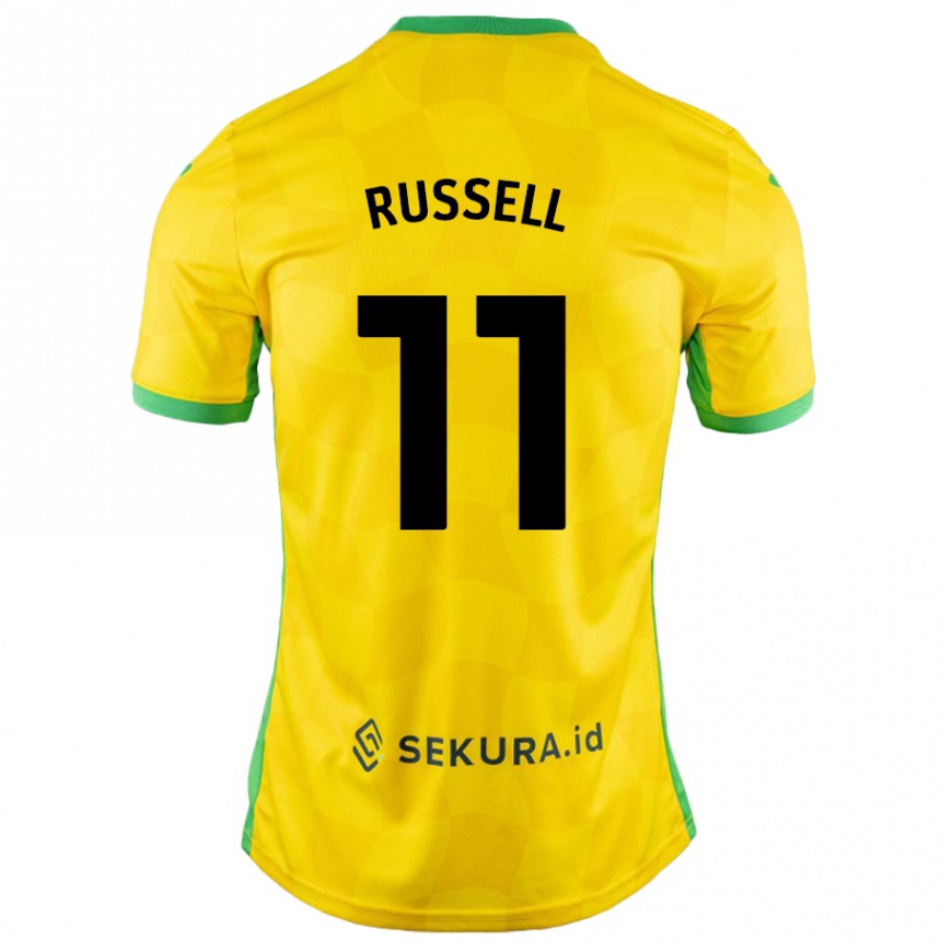 Kids Football Rebecca Russell #11 Yellow Green Home Jersey 2024/25 T-Shirt