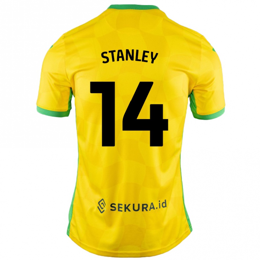 Kids Football Kathryn Stanley #14 Yellow Green Home Jersey 2024/25 T-Shirt