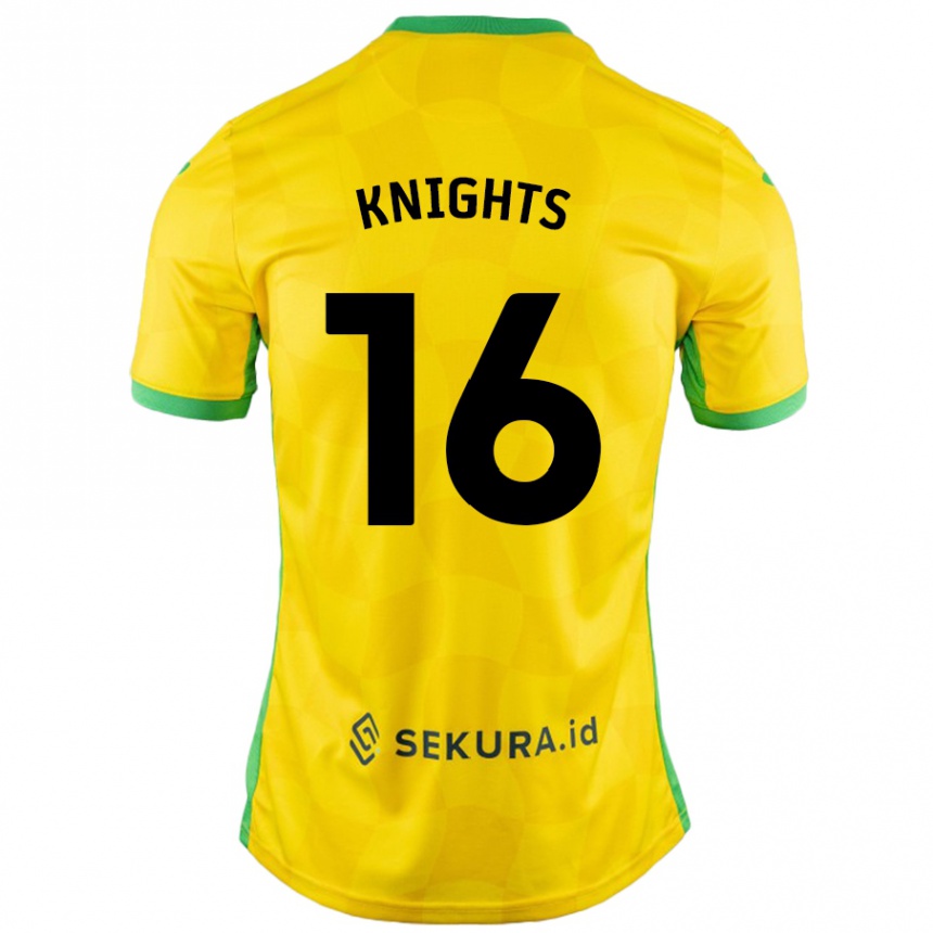 Kids Football Katie Knights #16 Yellow Green Home Jersey 2024/25 T-Shirt