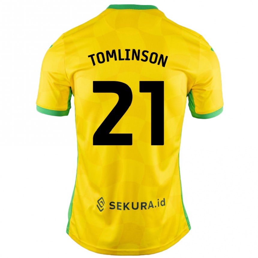 Kids Football Lauren Tomlinson #21 Yellow Green Home Jersey 2024/25 T-Shirt