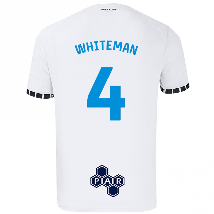 Kids Football Ben Whiteman #4 White Home Jersey 2024/25 T-Shirt