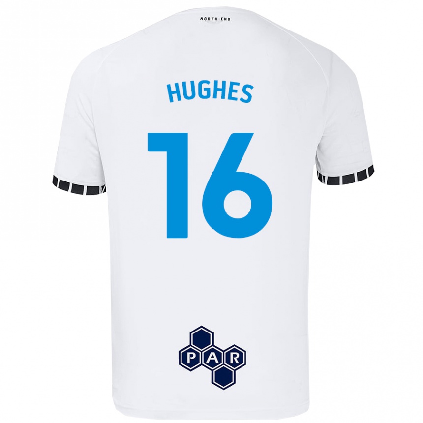 Kids Football Andrew Hughes #16 White Home Jersey 2024/25 T-Shirt