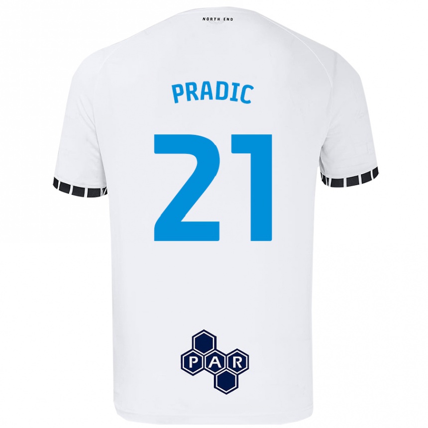 Kids Football James Pradic #21 White Home Jersey 2024/25 T-Shirt