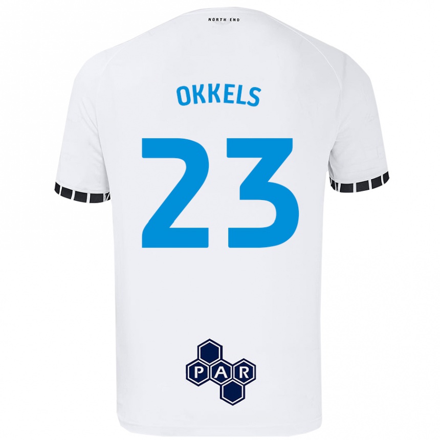 Kids Football Jeppe Okkels #23 White Home Jersey 2024/25 T-Shirt