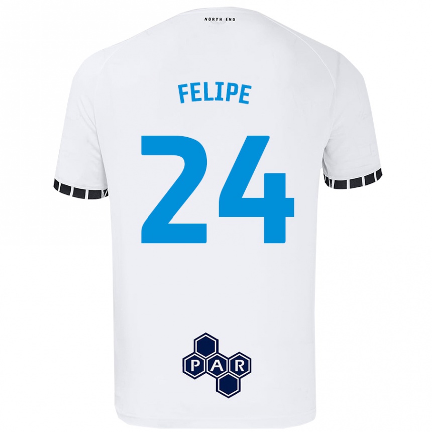 Kids Football Felipe #24 White Home Jersey 2024/25 T-Shirt