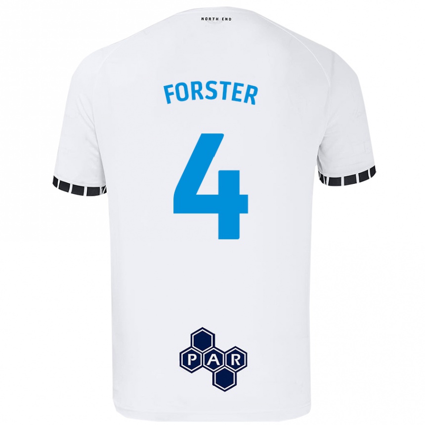 Kids Football Hannah Forster #4 White Home Jersey 2024/25 T-Shirt