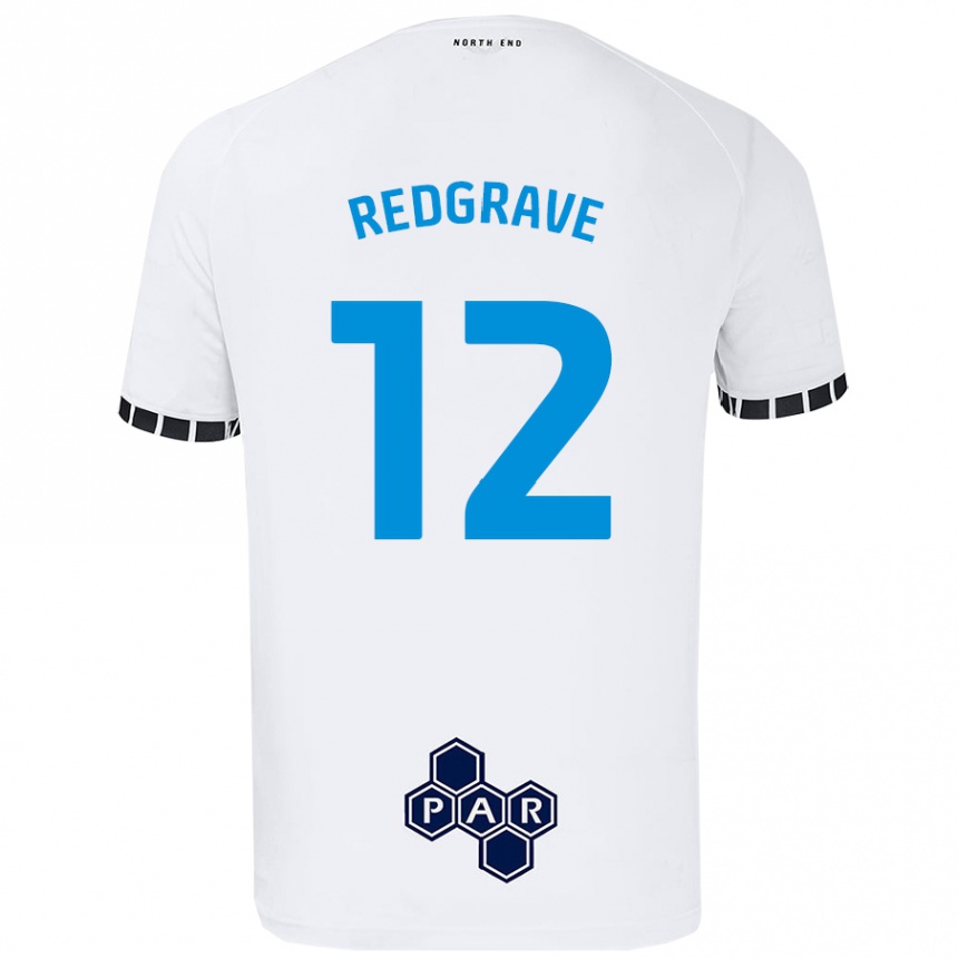 Kids Football Jodie Redgrave #12 White Home Jersey 2024/25 T-Shirt