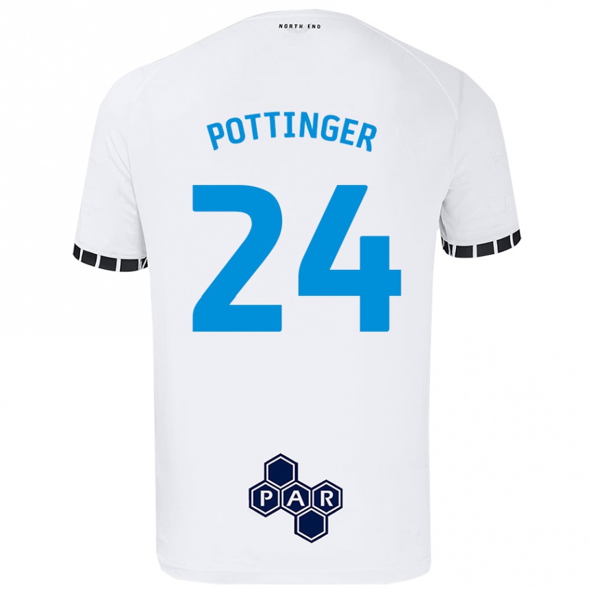 Kids Football Kaya Pottinger #24 White Home Jersey 2024/25 T-Shirt