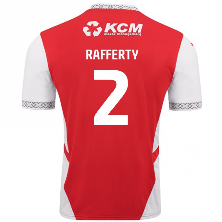 Kids Football Joe Rafferty #2 Red White Home Jersey 2024/25 T-Shirt