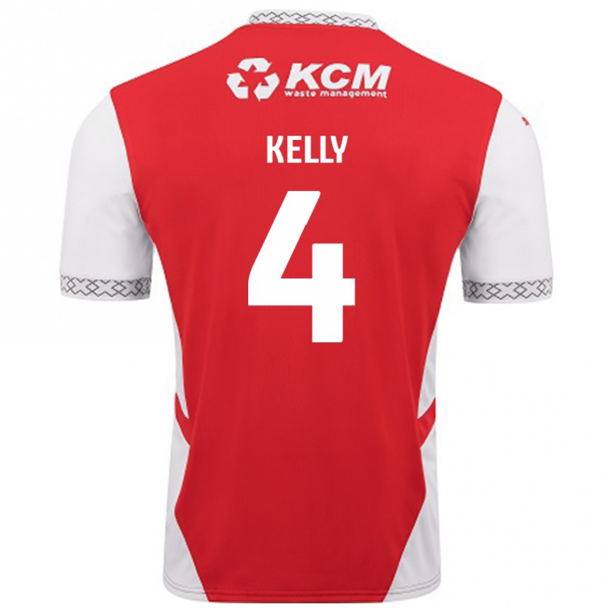 Kids Football Liam Kelly #4 Red White Home Jersey 2024/25 T-Shirt