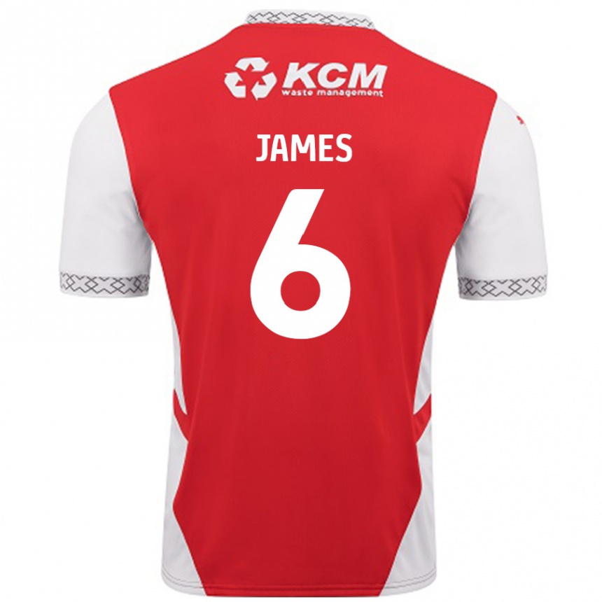 Kids Football Reece James #6 Red White Home Jersey 2024/25 T-Shirt