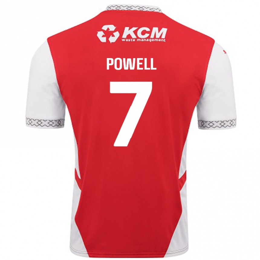 Kids Football Joe Powell #7 Red White Home Jersey 2024/25 T-Shirt