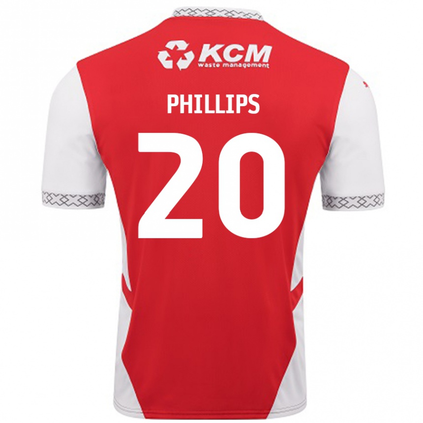 Kids Football Dillon Phillips #20 Red White Home Jersey 2024/25 T-Shirt