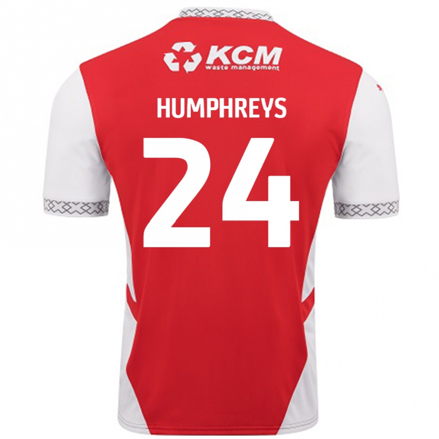 Kids Football Cameron Humphreys #24 Red White Home Jersey 2024/25 T-Shirt