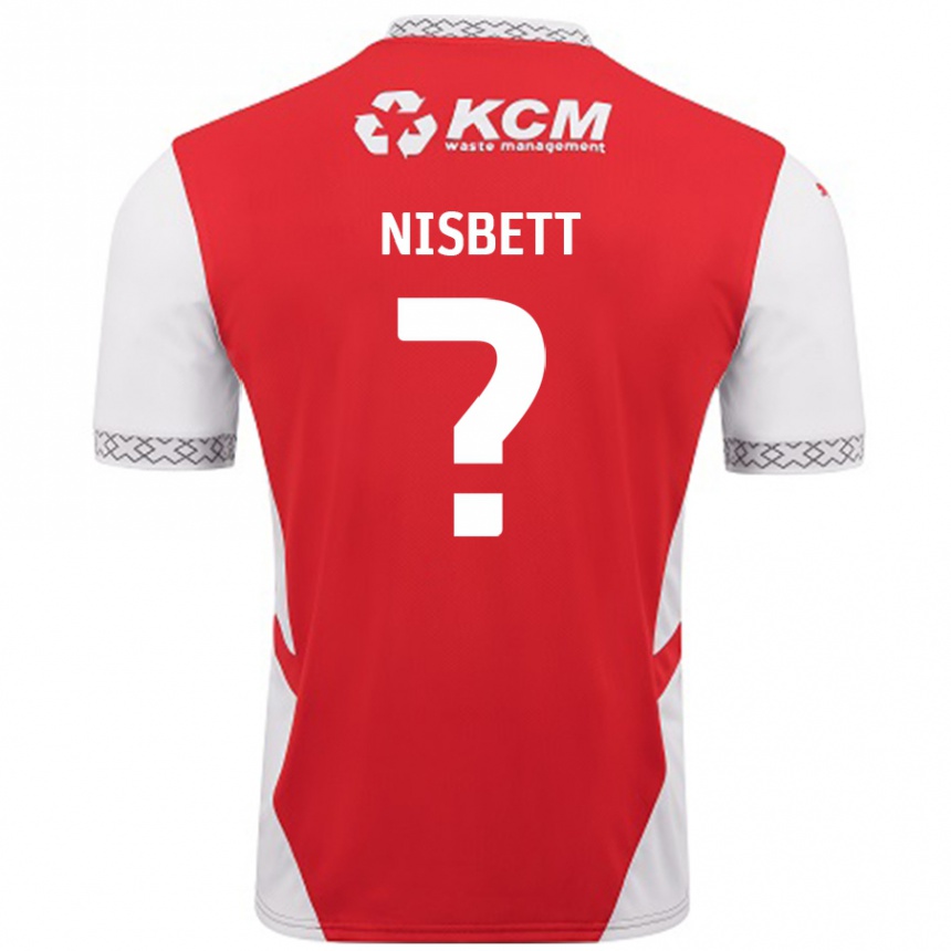 Kids Football Kanye Nisbett #0 Red White Home Jersey 2024/25 T-Shirt