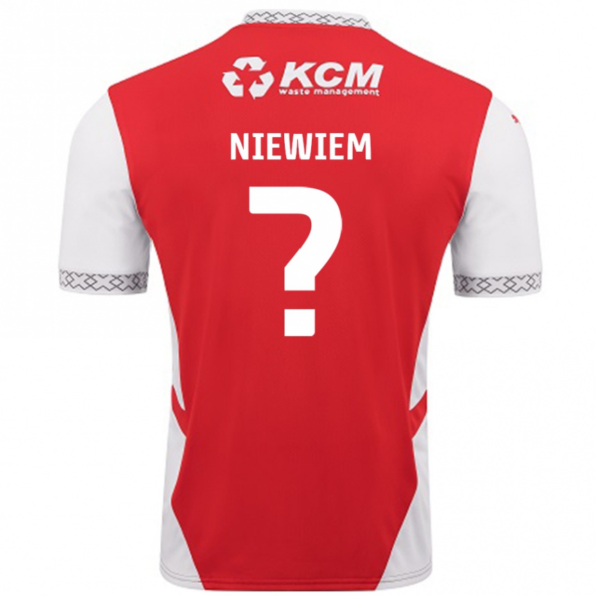 Kids Football Oscar Niewiem #0 Red White Home Jersey 2024/25 T-Shirt