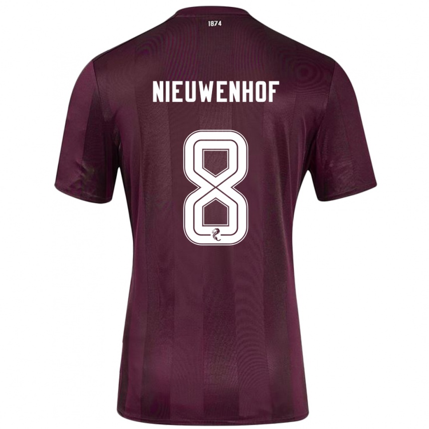 Kids Football Calem Nieuwenhof #8 Burgundy Home Jersey 2024/25 T-Shirt