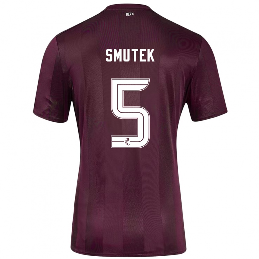 Kids Football Kai Smutek #5 Burgundy Home Jersey 2024/25 T-Shirt