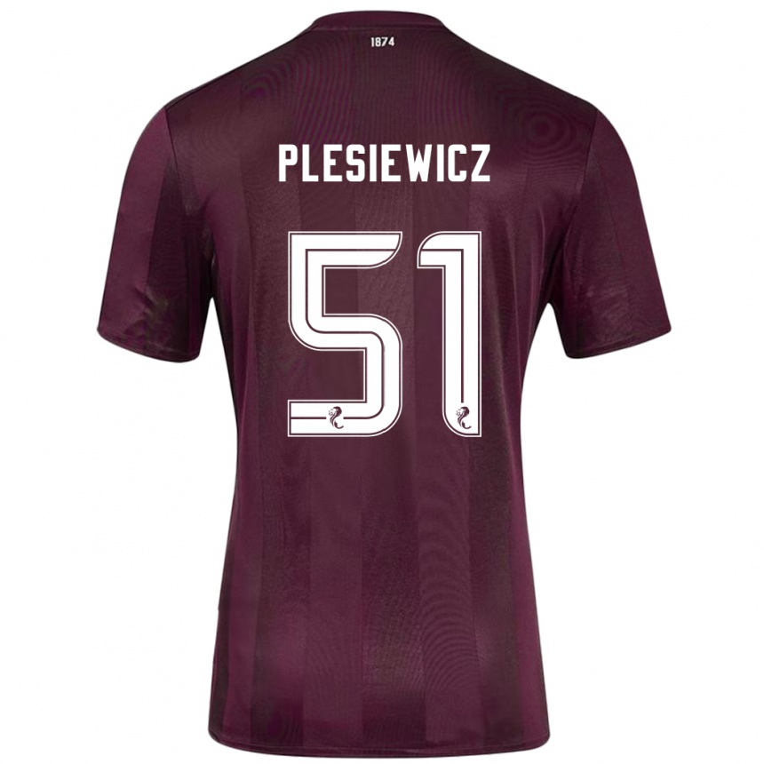 Kids Football Szymon Plesiewicz #51 Burgundy Home Jersey 2024/25 T-Shirt