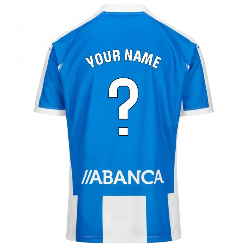 Kids Football Your Name #0 Blue White Home Jersey 2024/25 T-Shirt