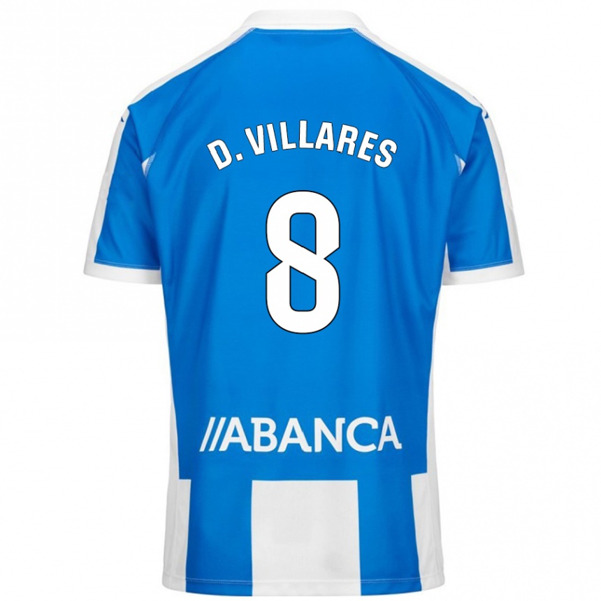 Kids Football Diego Villares #8 Blue White Home Jersey 2024/25 T-Shirt