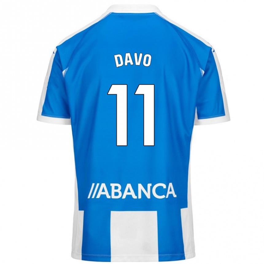 Kids Football Davo #11 Blue White Home Jersey 2024/25 T-Shirt