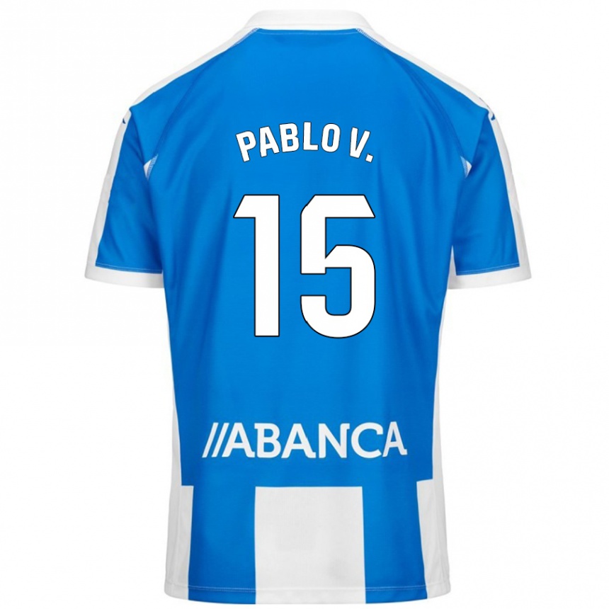 Kids Football Pablo Vázquez #15 Blue White Home Jersey 2024/25 T-Shirt