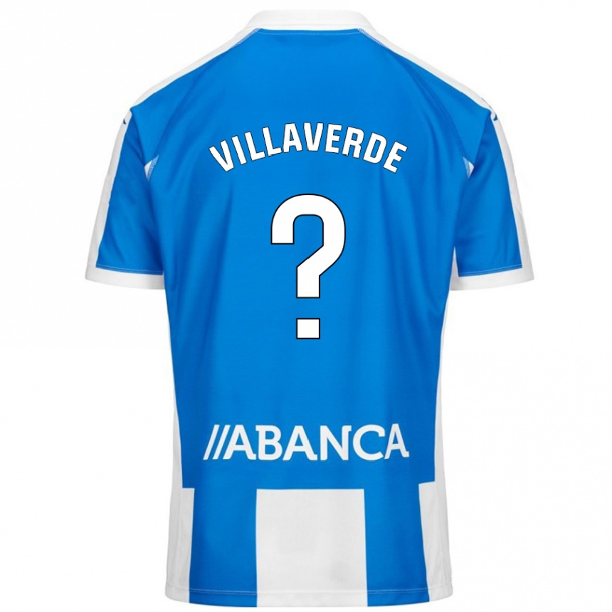 Kids Football Hugo Villaverde #0 Blue White Home Jersey 2024/25 T-Shirt