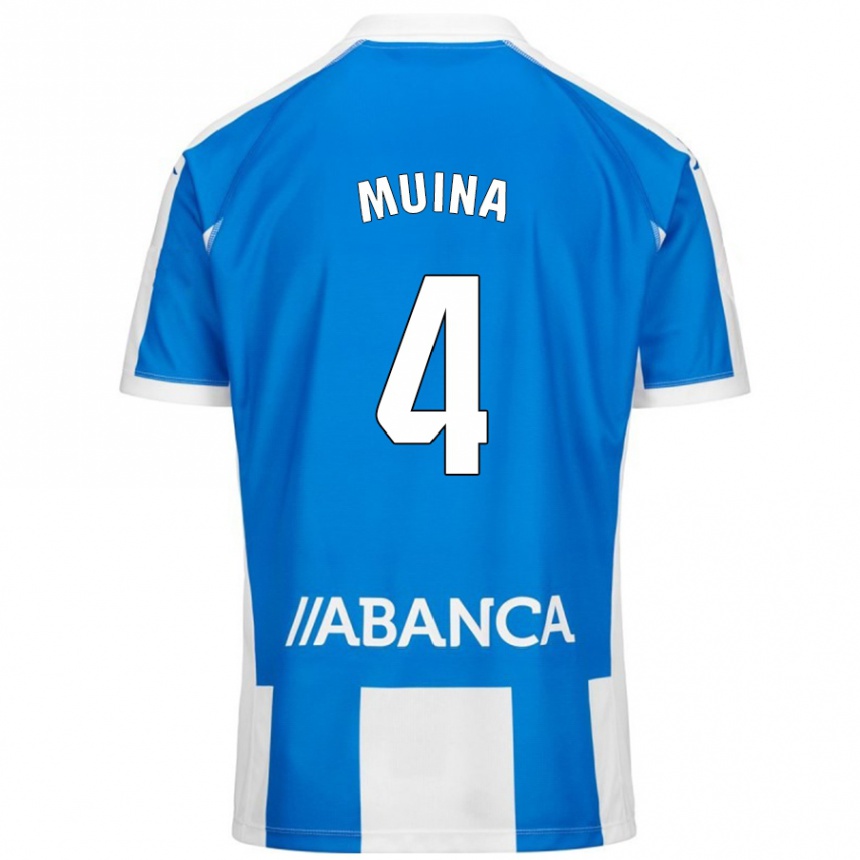 Kids Football Henar Muiña #4 Blue White Home Jersey 2024/25 T-Shirt