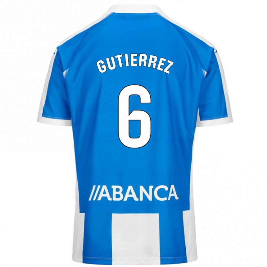 Kids Football Paula Gutiérrez #6 Blue White Home Jersey 2024/25 T-Shirt