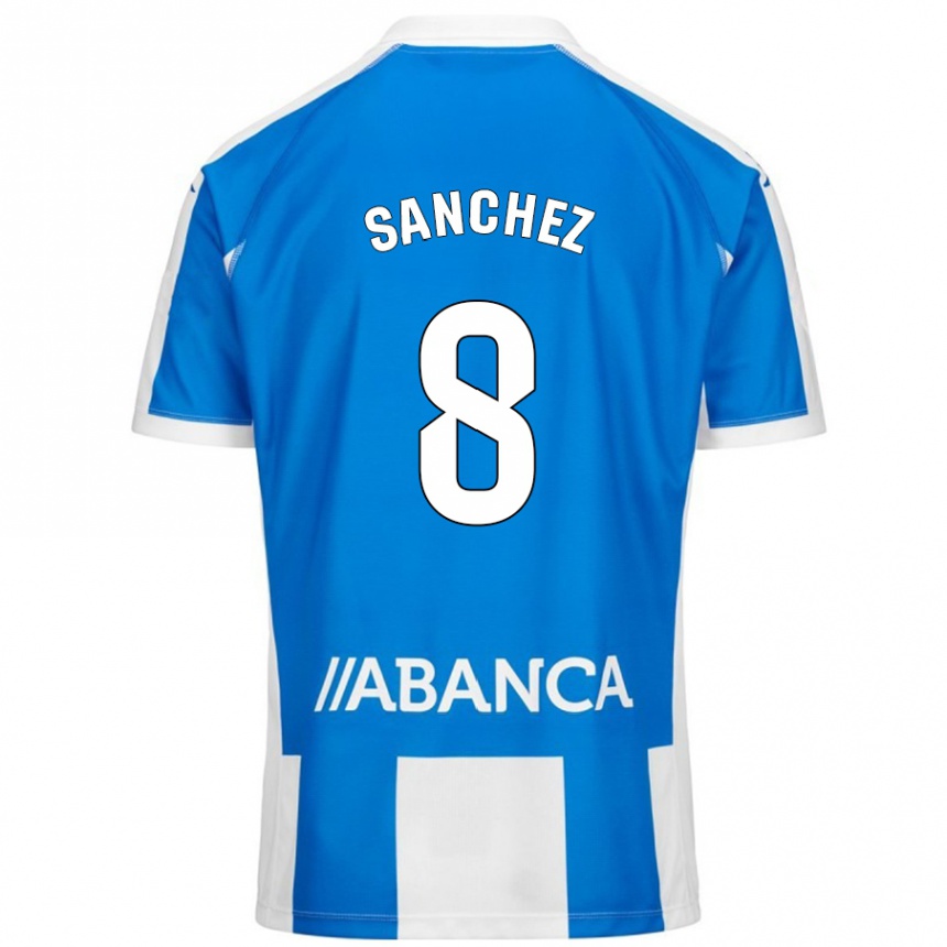 Kids Football Carlota Sánchez #8 Blue White Home Jersey 2024/25 T-Shirt