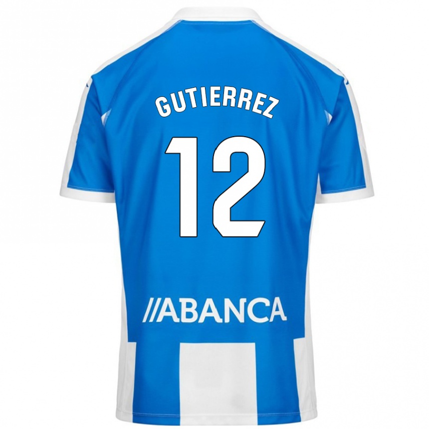 Kids Football Laura Gutiérrez #12 Blue White Home Jersey 2024/25 T-Shirt