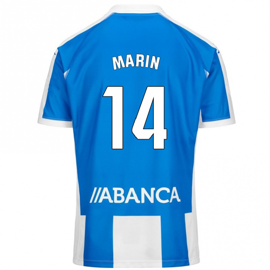 Kids Football Ainhoa Marín #14 Blue White Home Jersey 2024/25 T-Shirt