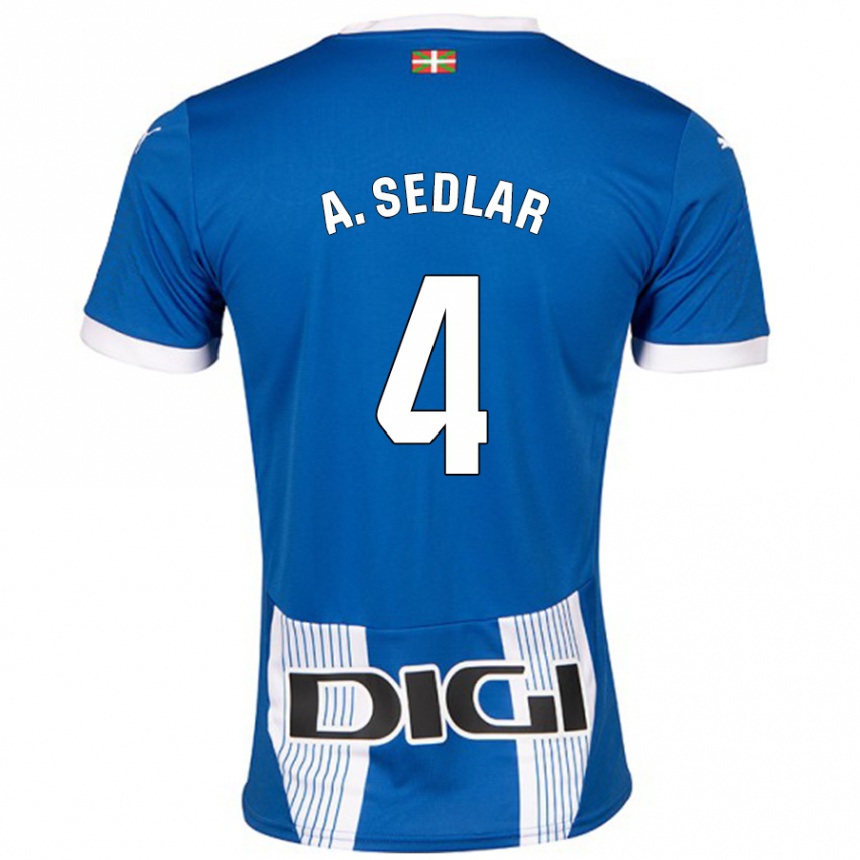 Kids Football Aleksandar Sedlar #4 Blue Home Jersey 2024/25 T-Shirt