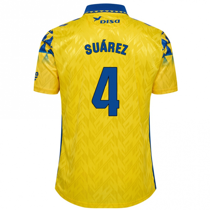 Kids Football Alex Suárez #4 Yellow Blue Home Jersey 2024/25 T-Shirt