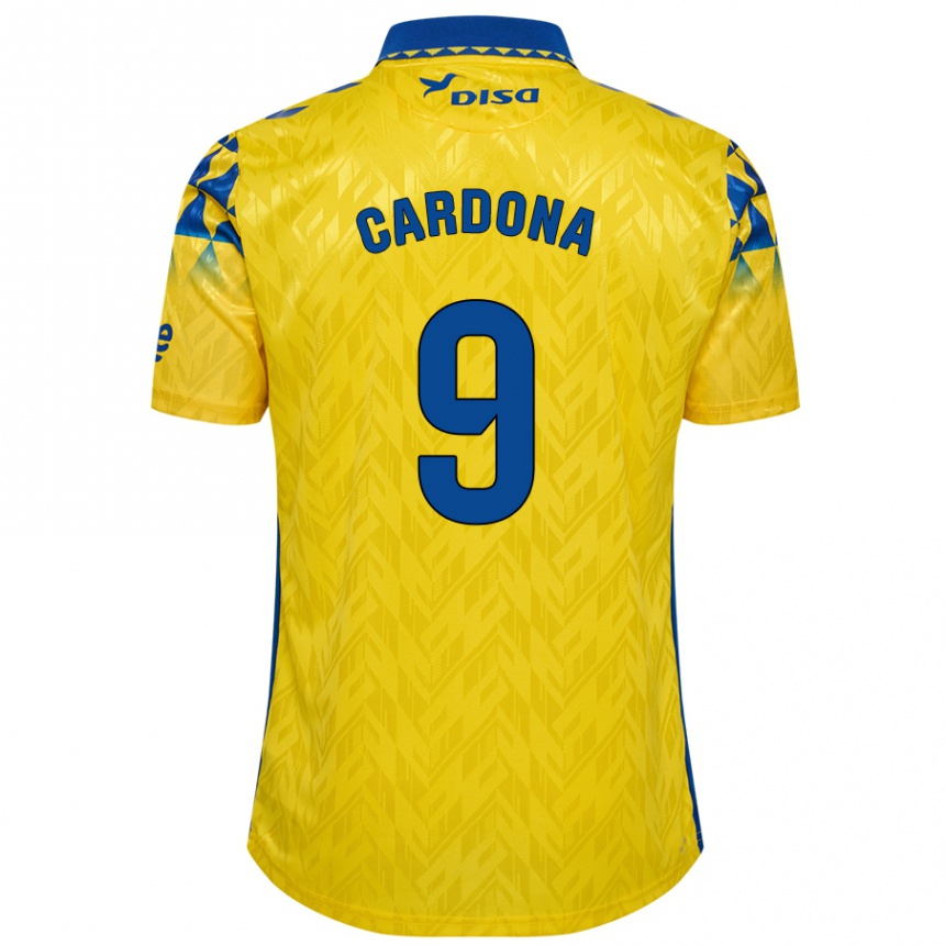 Kids Football Marc Cardona #9 Yellow Blue Home Jersey 2024/25 T-Shirt