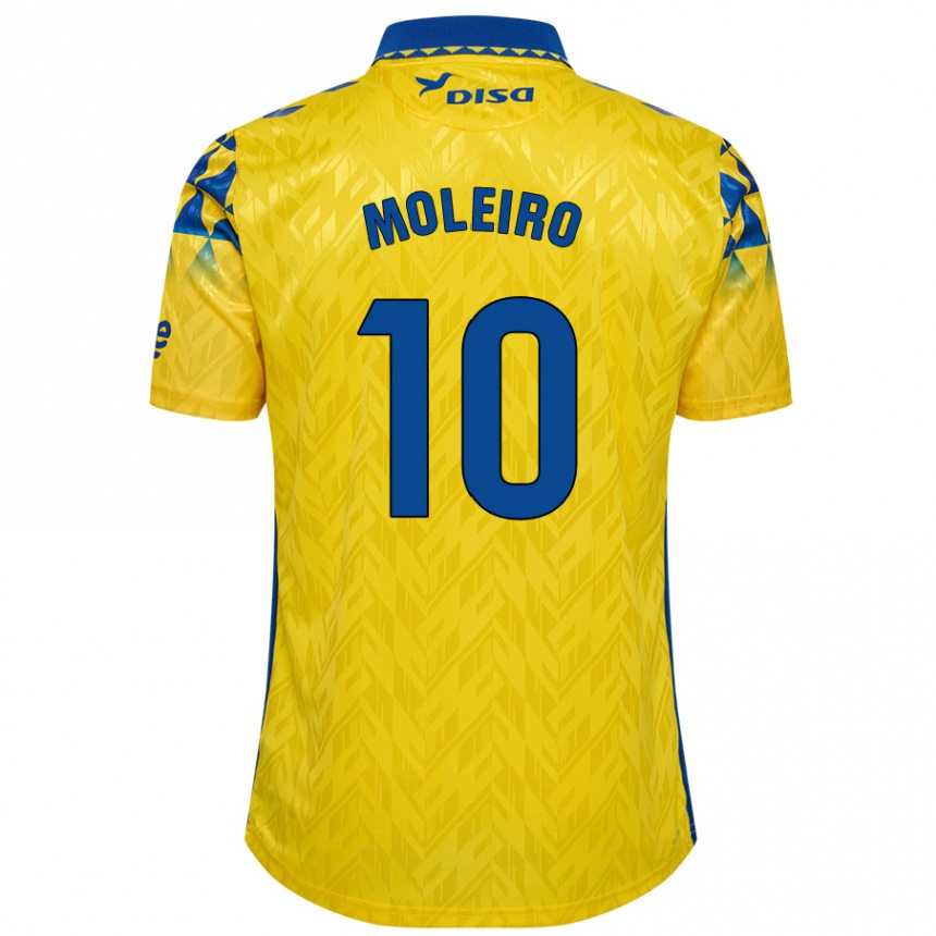 Kids Football Alberto Moleiro #10 Yellow Blue Home Jersey 2024/25 T-Shirt