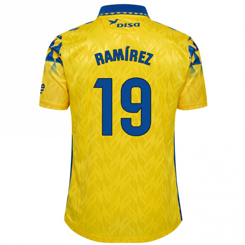 Kids Football Sandro Ramírez #19 Yellow Blue Home Jersey 2024/25 T-Shirt