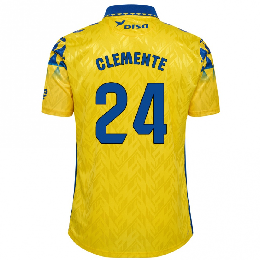 Kids Football Enrique Clemente #24 Yellow Blue Home Jersey 2024/25 T-Shirt